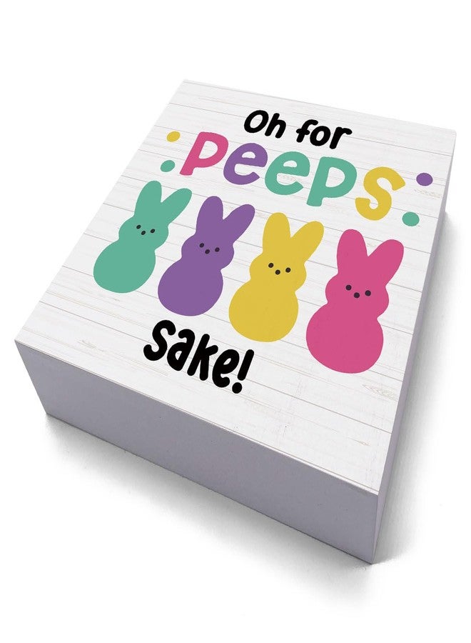 HTBIG Funny Easter Bunny Decor Desk Decor Wooden Box Sign Easter Decorations Easter Gift Wood Block Plaque Box Sign for Home Farmhouse Kitchen Bathroom Shelf Table Decoration Oh for Peeps Shake Sign - Image 2